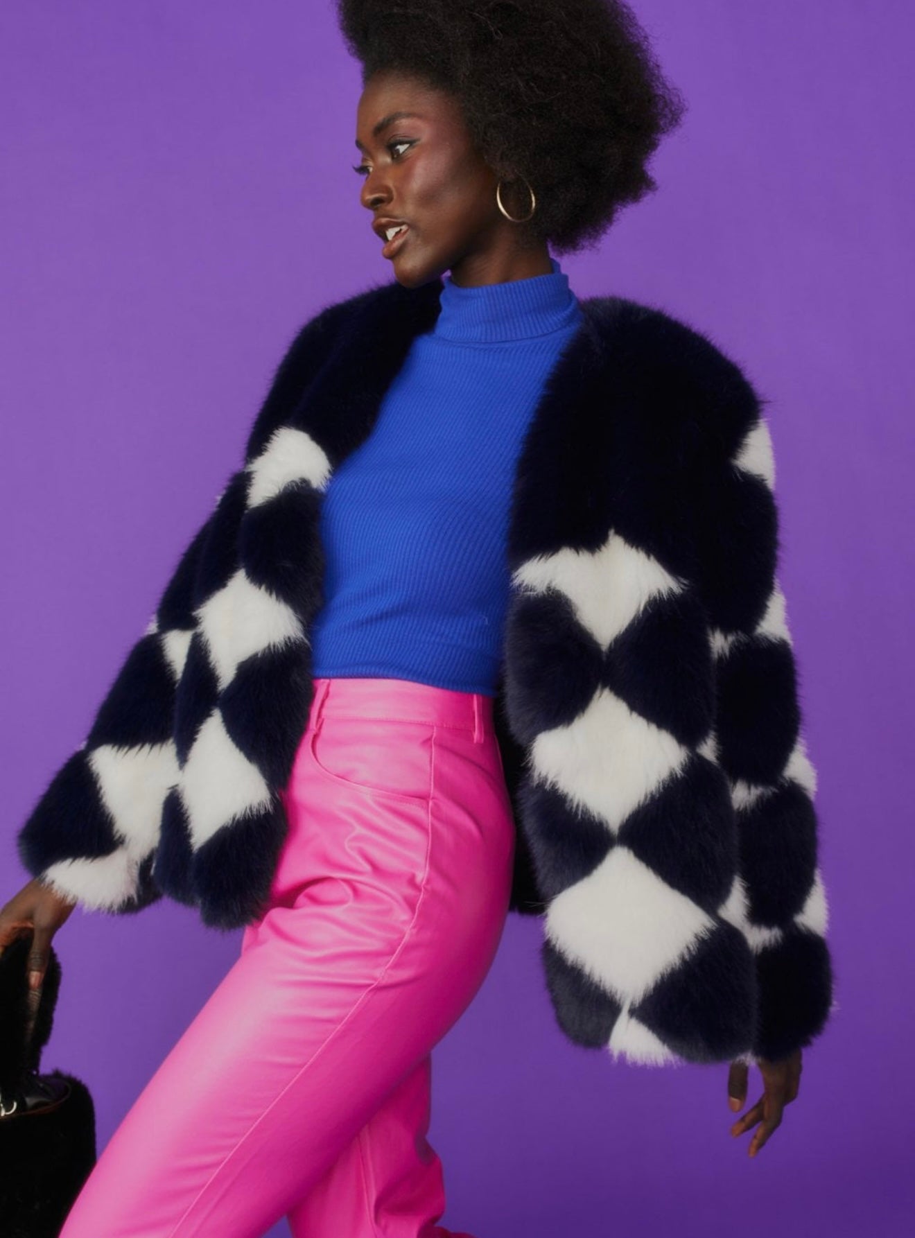 Diamond Faux Fur Coat