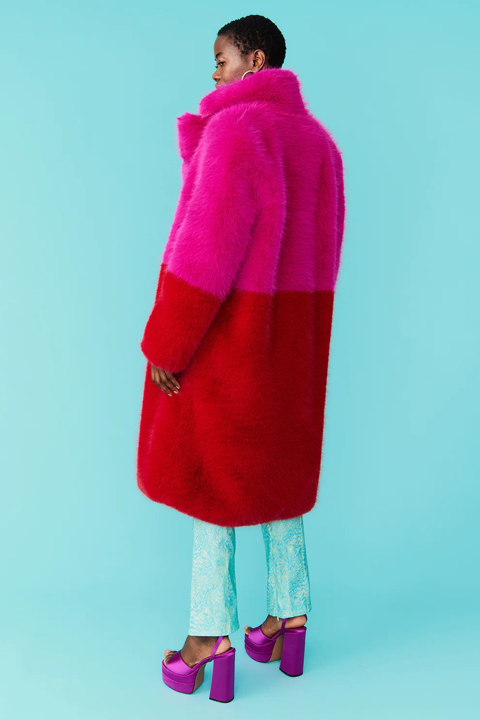 Pink & Red block colour coat