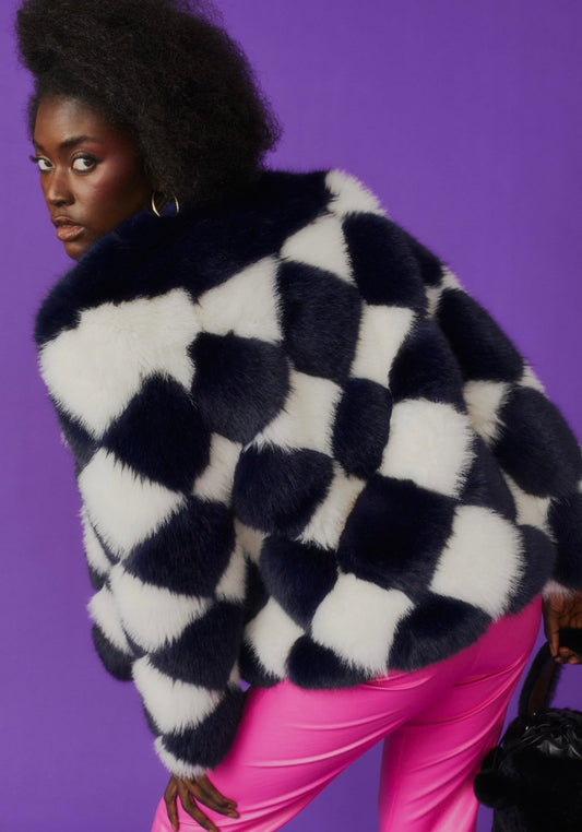 Diamond Faux Fur Coat