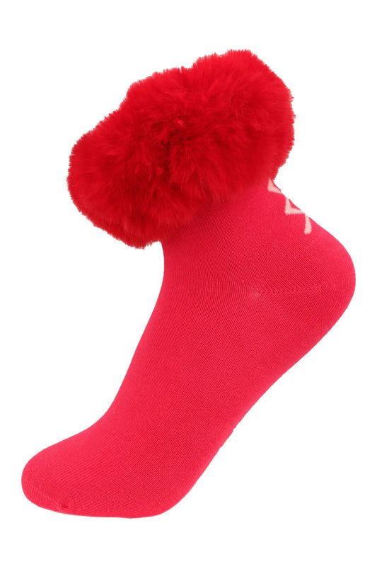 Pink Faux Fur Kids sock