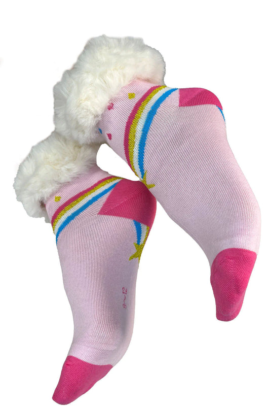 Baby Pink Faux Fur Kids sock