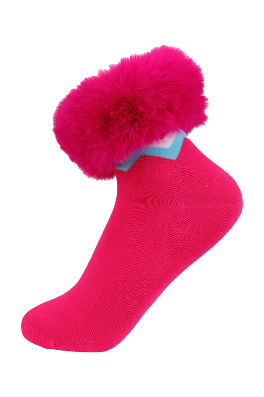 Wow Pink Faux Fur Kids sock